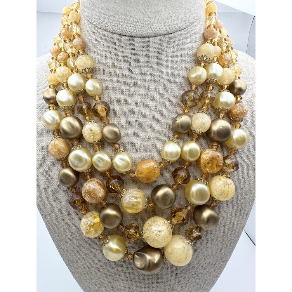 Vintage Western Germany Multistrand Bead Necklace 17”